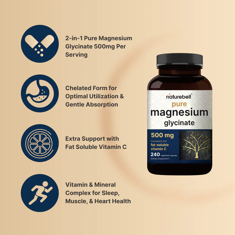 Magnesio Glicinato 500 mg - 240 Cápsulas - NatureBell