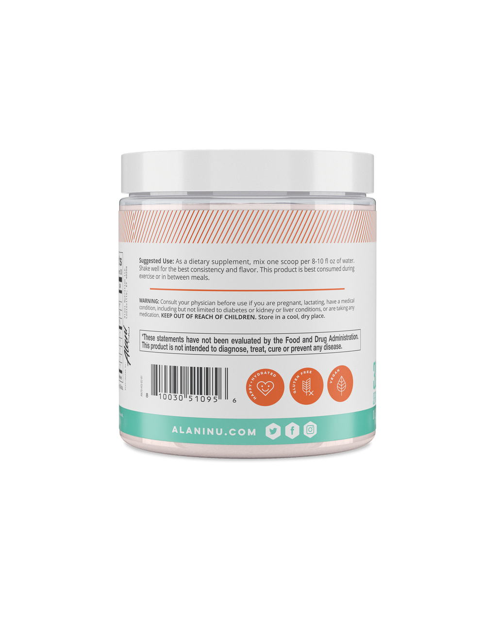 A side view of BCAA in Hawaiian Shaved Ice flavor.