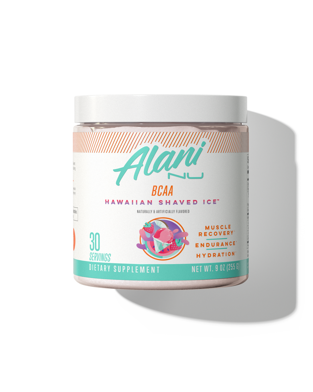 A 30-serving BCAA in Hawaiian Shaved Ice flavor.