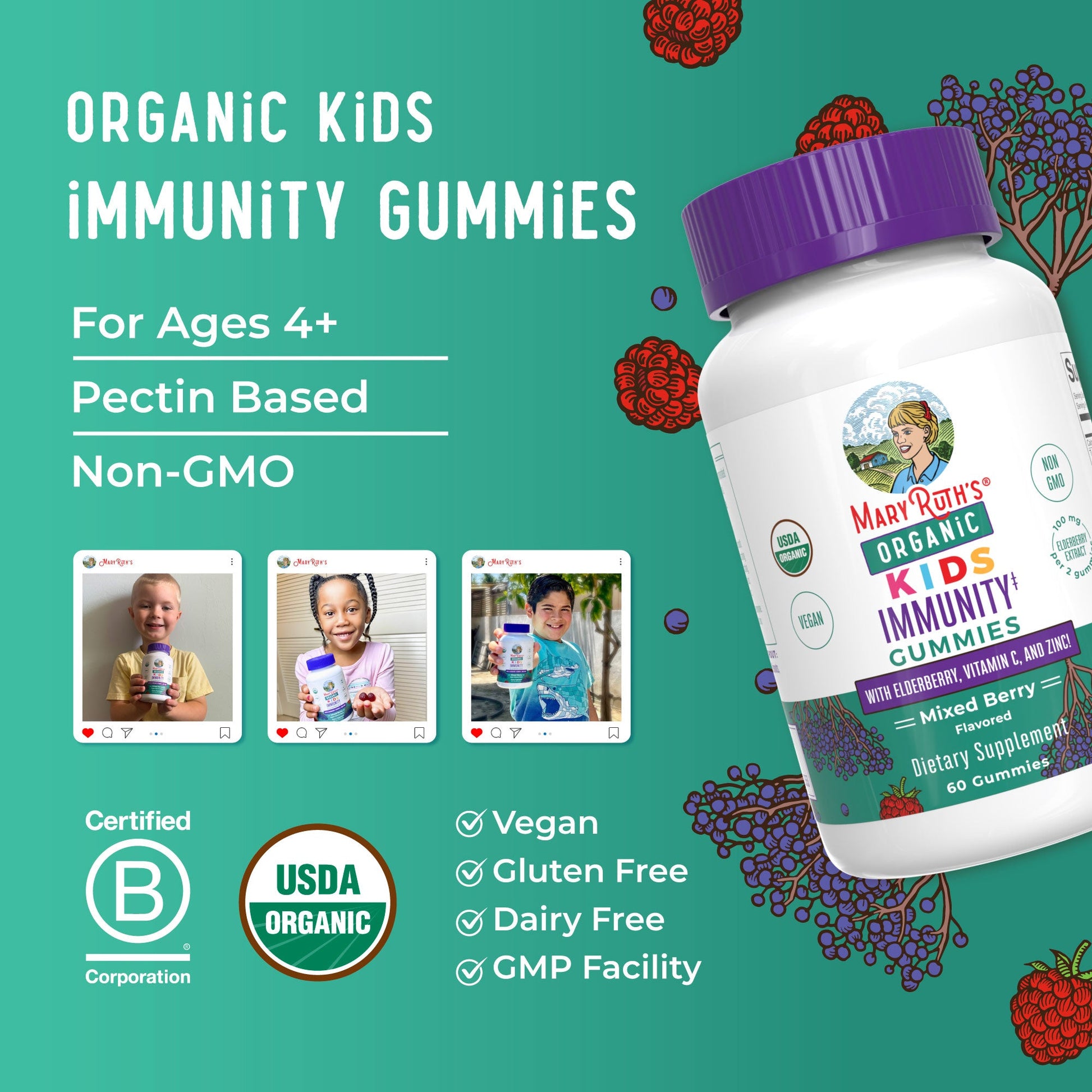 Gomitas Orgánicas de Inmunidad para Niños - MaryRuth Organics
