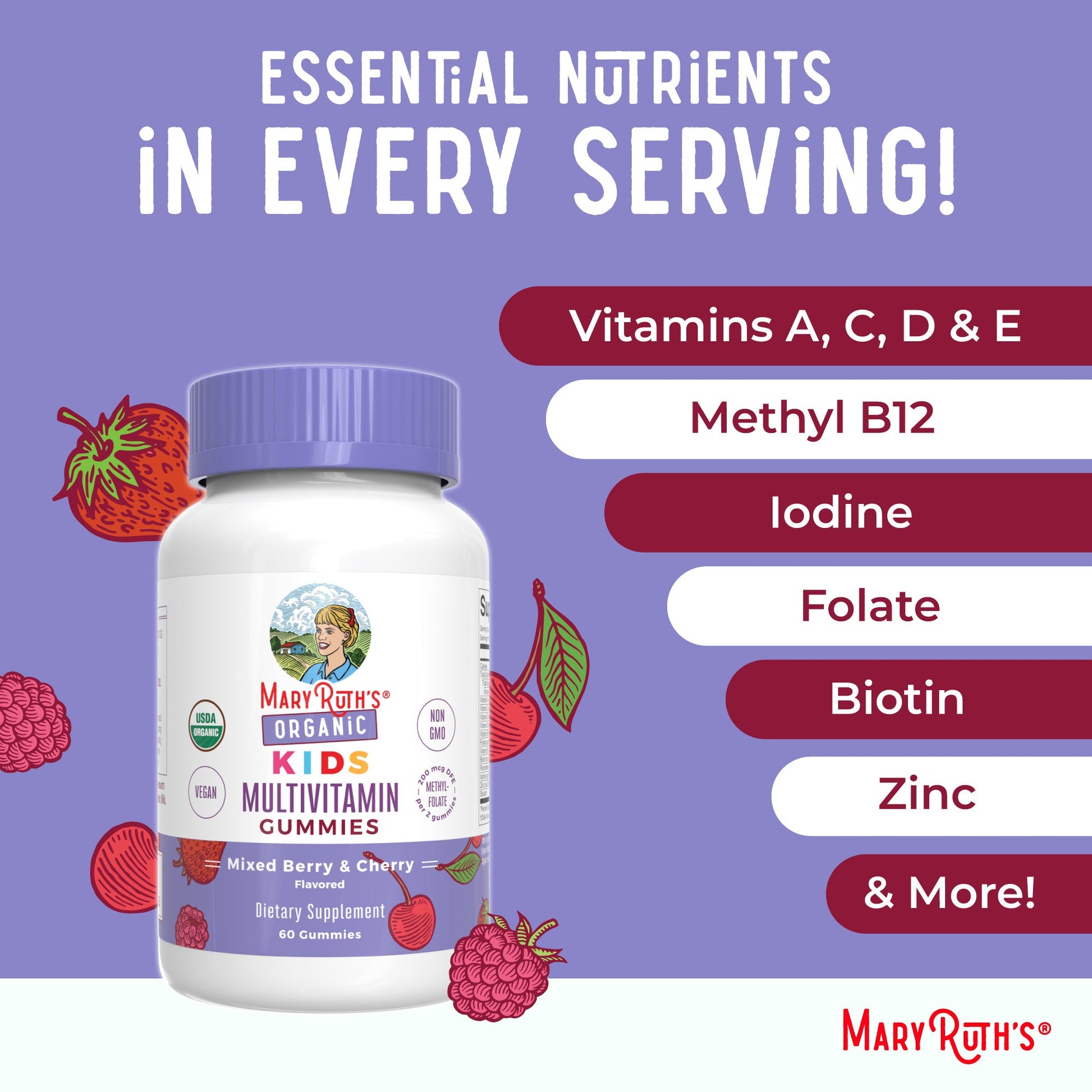Gomitas Multivitamínicas Orgánicas para Niños - MaryRuth Organics