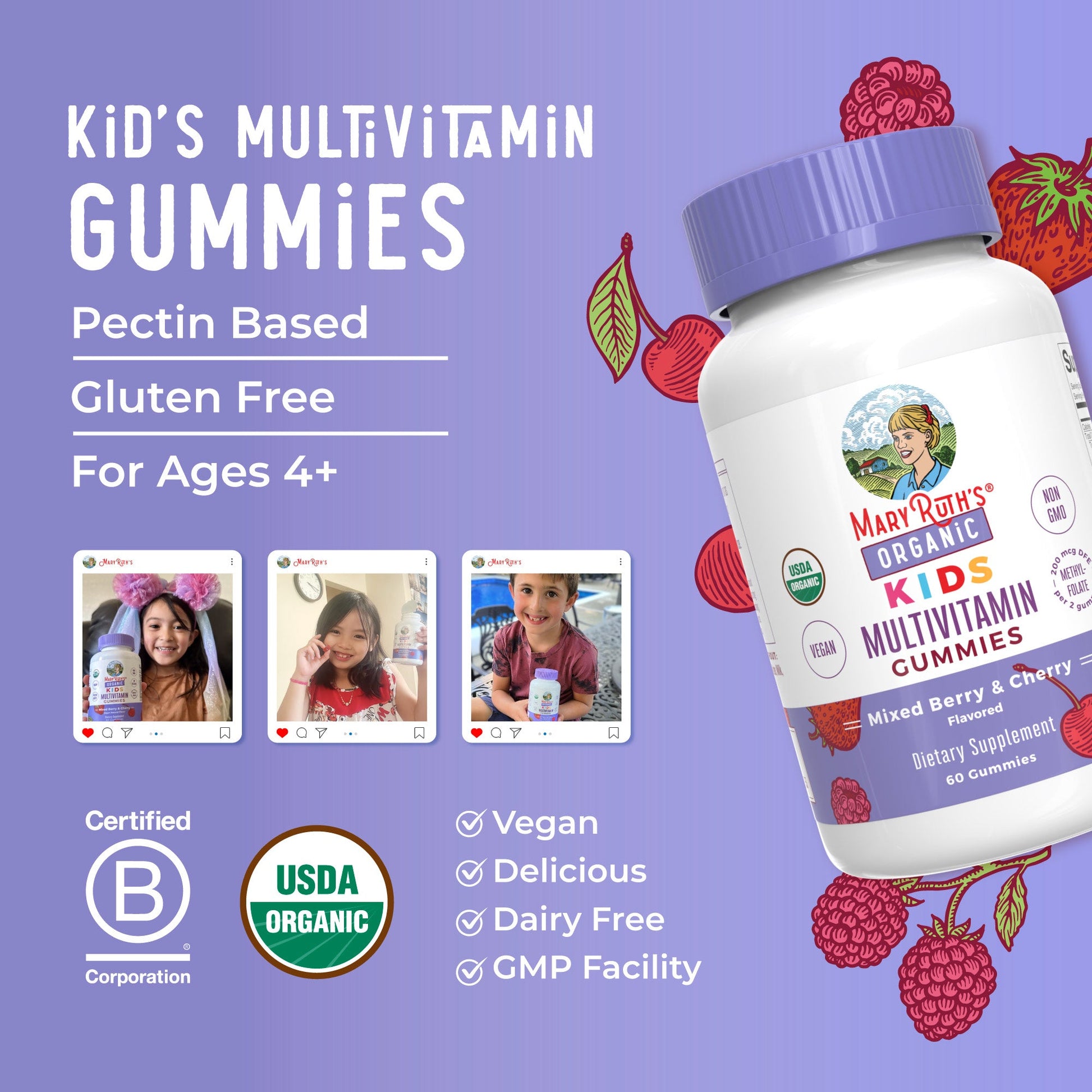 Gomitas Multivitamínicas Orgánicas para Niños - MaryRuth Organics