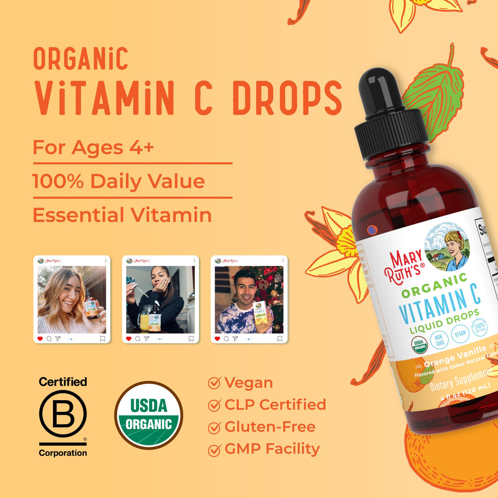 Gotas Líquidas Orgánicas de Vitamina C - MaryRuth Organics