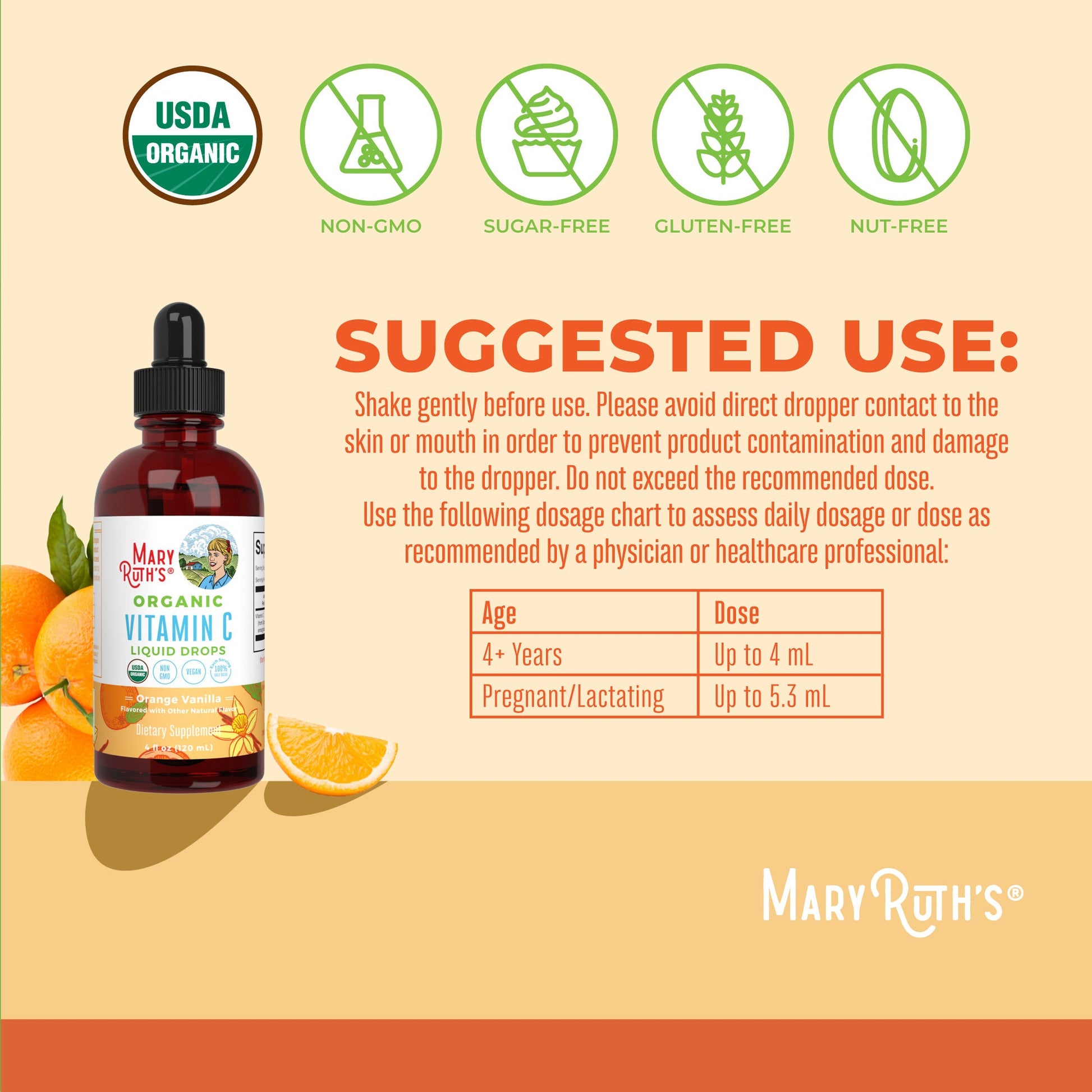 Gotas Líquidas Orgánicas de Vitamina C - MaryRuth Organics