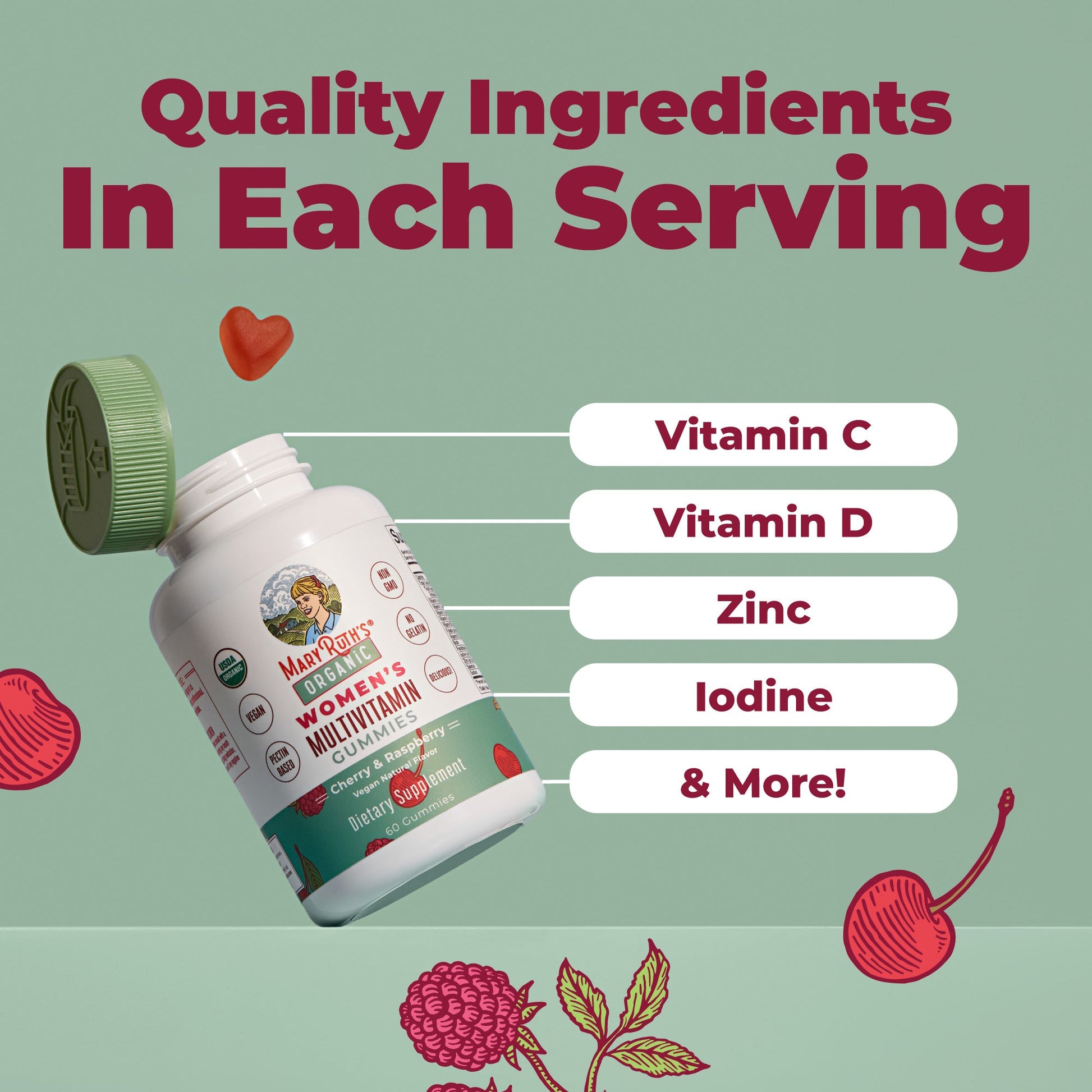 Gomitas Multivitamínicas Orgánicas para Mujer - MaryRuth Organics