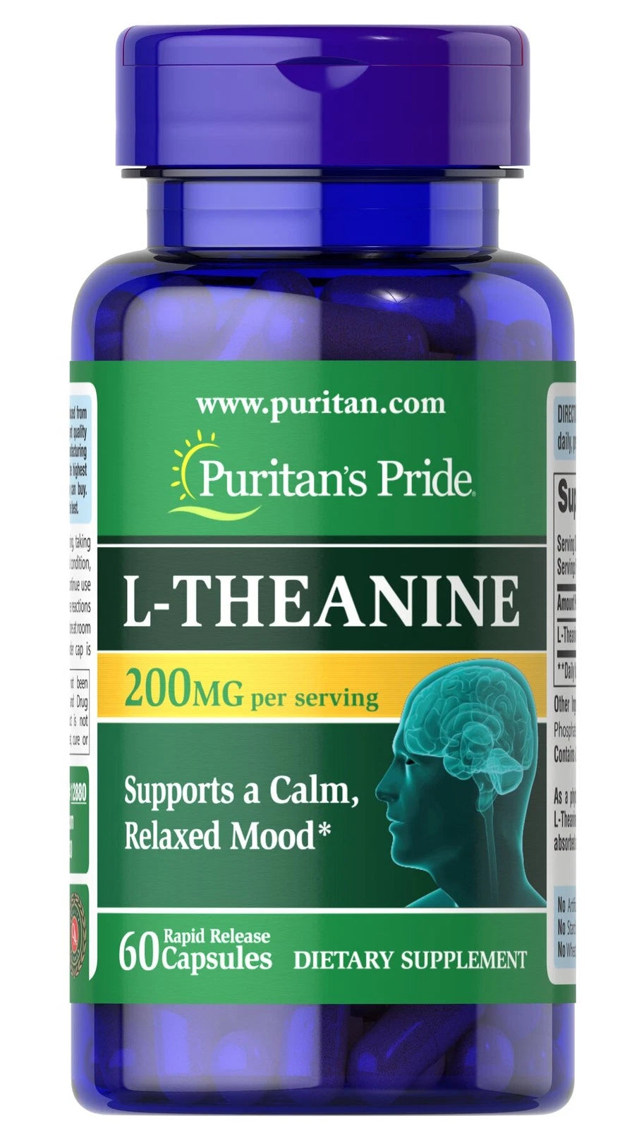 Puritan's Pride L-Theanine 100 mg - 60 Capsules|256888641735