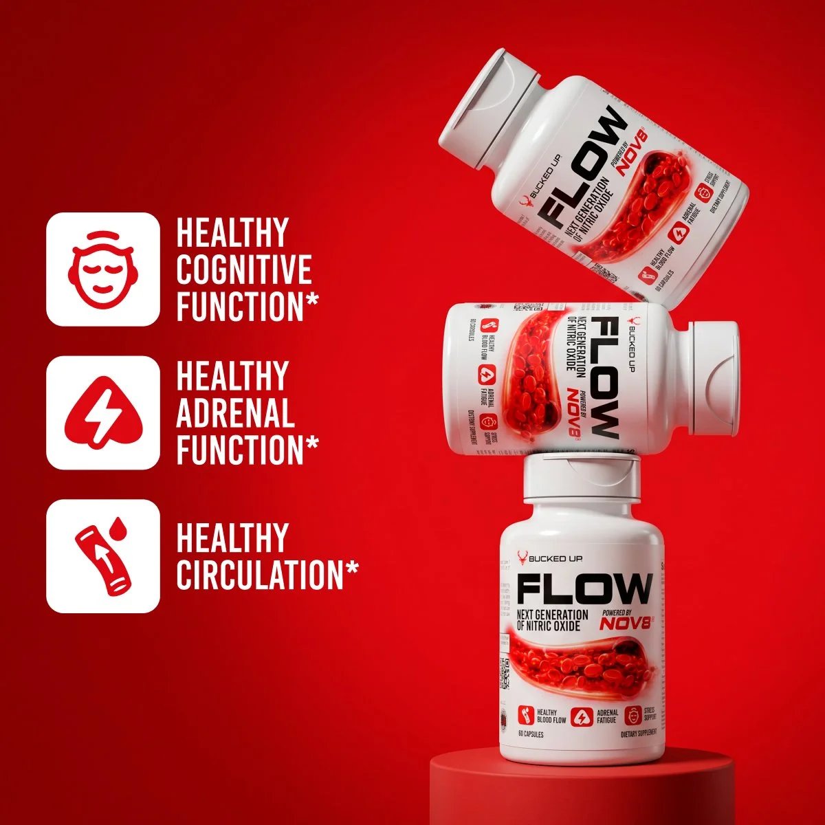 FLOW Nitric Oxide + Adrenal Support Supplement Benefits