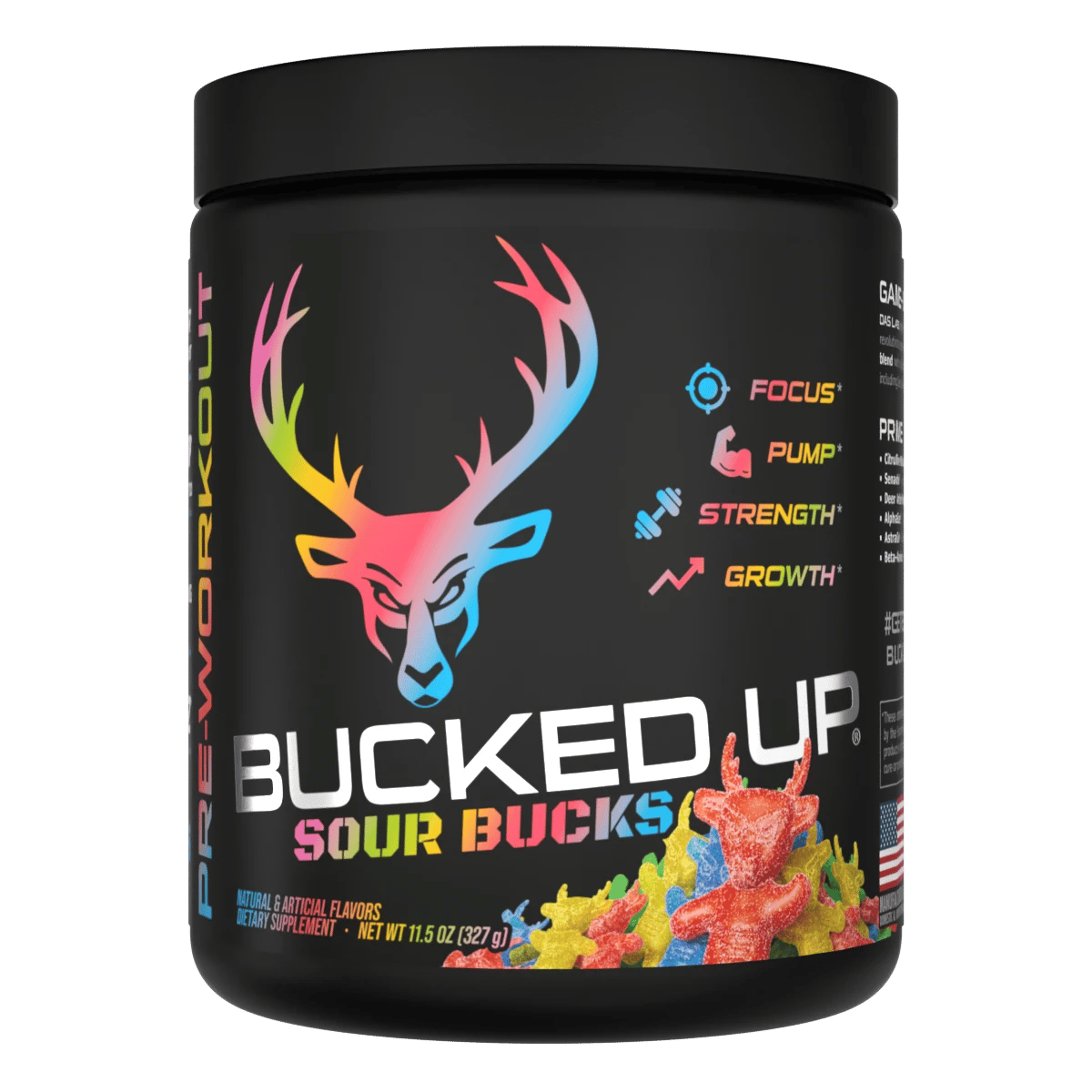 Bucked Up Pre-Workout - Sour Bucks (Sour Gummy Candy)