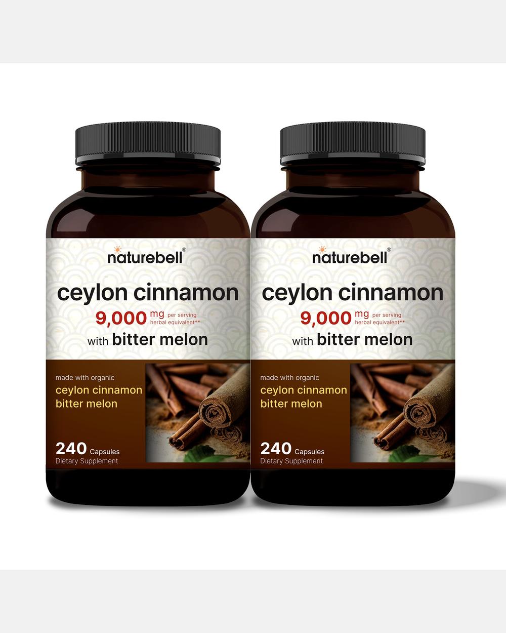 Canela de Ceilán 9000 mg por porción - Pack x2 (480 Cápsulas) - NatureBell