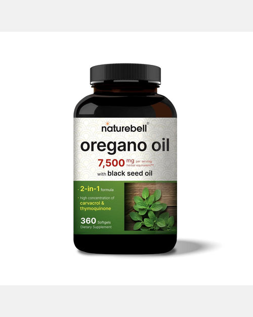 Aceite de Orégano + Aceite de Semilla Negra 7500 mg – 360 Cápsulas Blandas – NatureBell