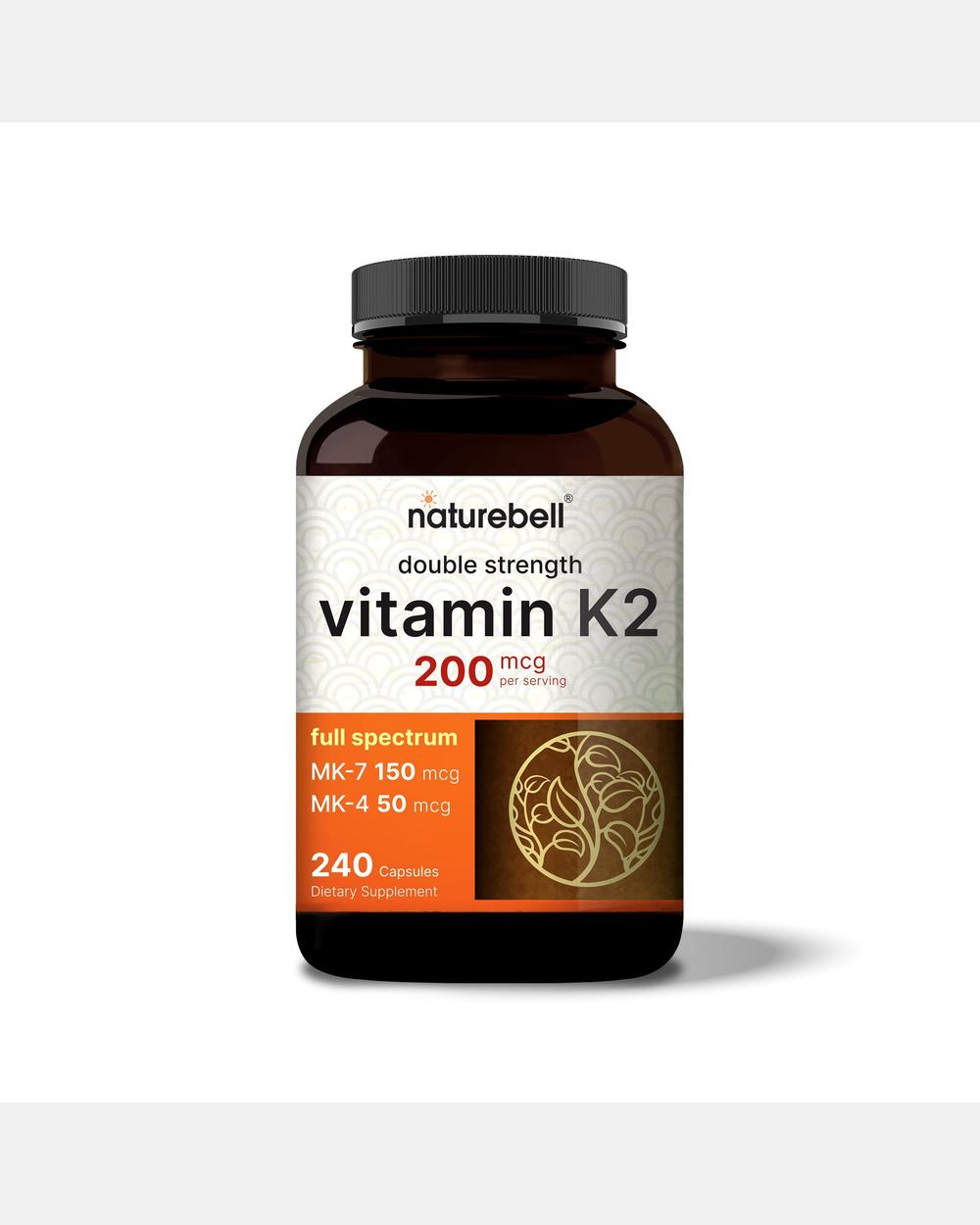 Vitamina K2 con MK-7 y MK-4 200 mcg - 240 Cápsulas - NatureBell