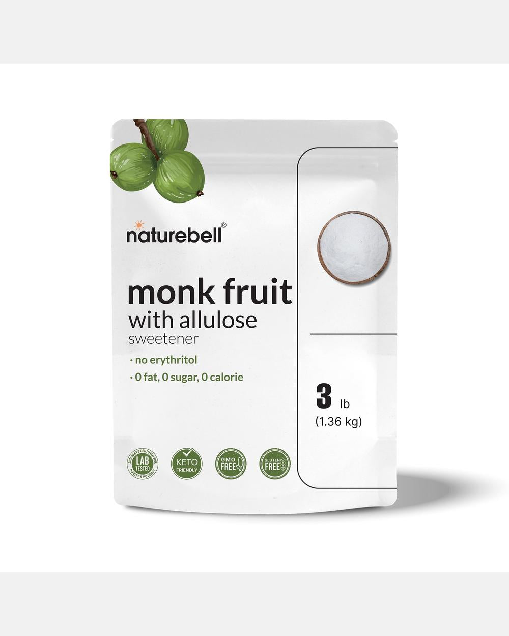 Endulzante Monk Fruit + Alulosa sin Eritritol – 1,36 kg – NatureBell