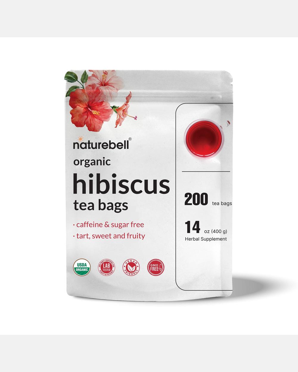 Té de Hibisco Orgánico – 200 Bolsas de Filtro de Cáñamo Abacá – NatureBell