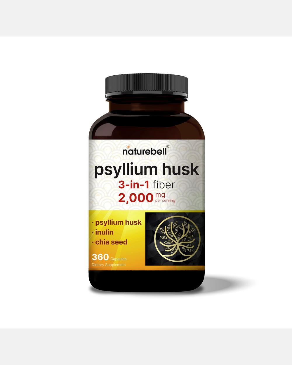 Psyllium Husk 2000 mg por porción – 360 Cápsulas – NatureBell