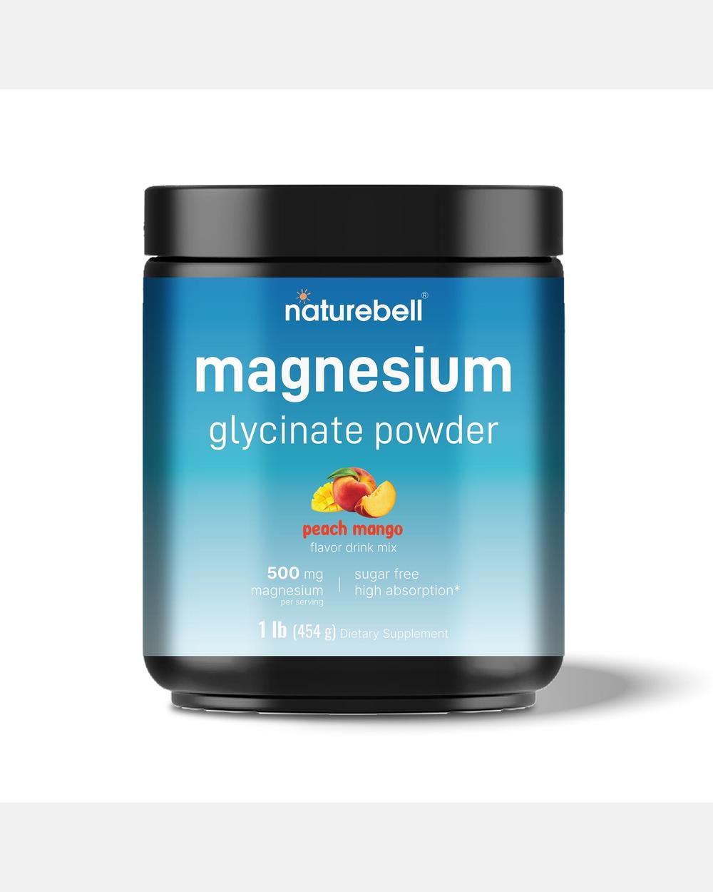 Magnesio Glicinato en Polvo 500 mg - 454 g sabor durazno y mango - NatureBell