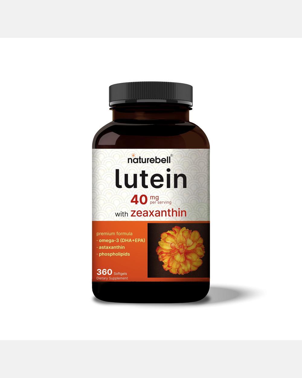 Luteína 40 mg y Zeaxantina 1600 mcg por porción - 360 Cápsulas Blandas - NatureBell