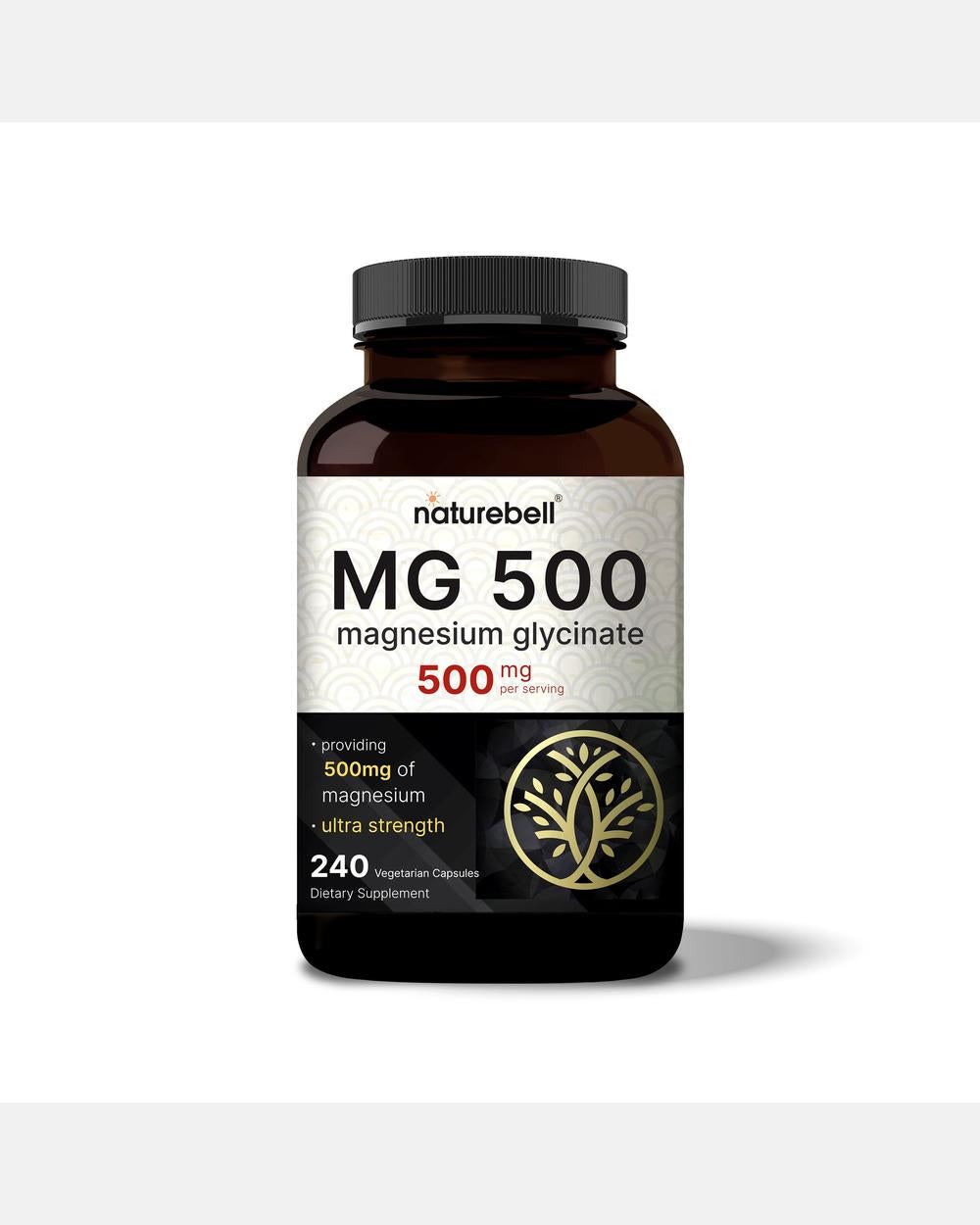 Magnesio Glicinato 500 mg por porción – 240 Cápsulas Vegetales – NatureBell