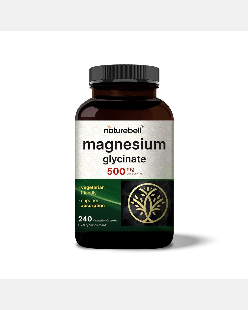 Magnesio Glicinato 500 mg – 240 Cápsulas Vegetales – NatureBell