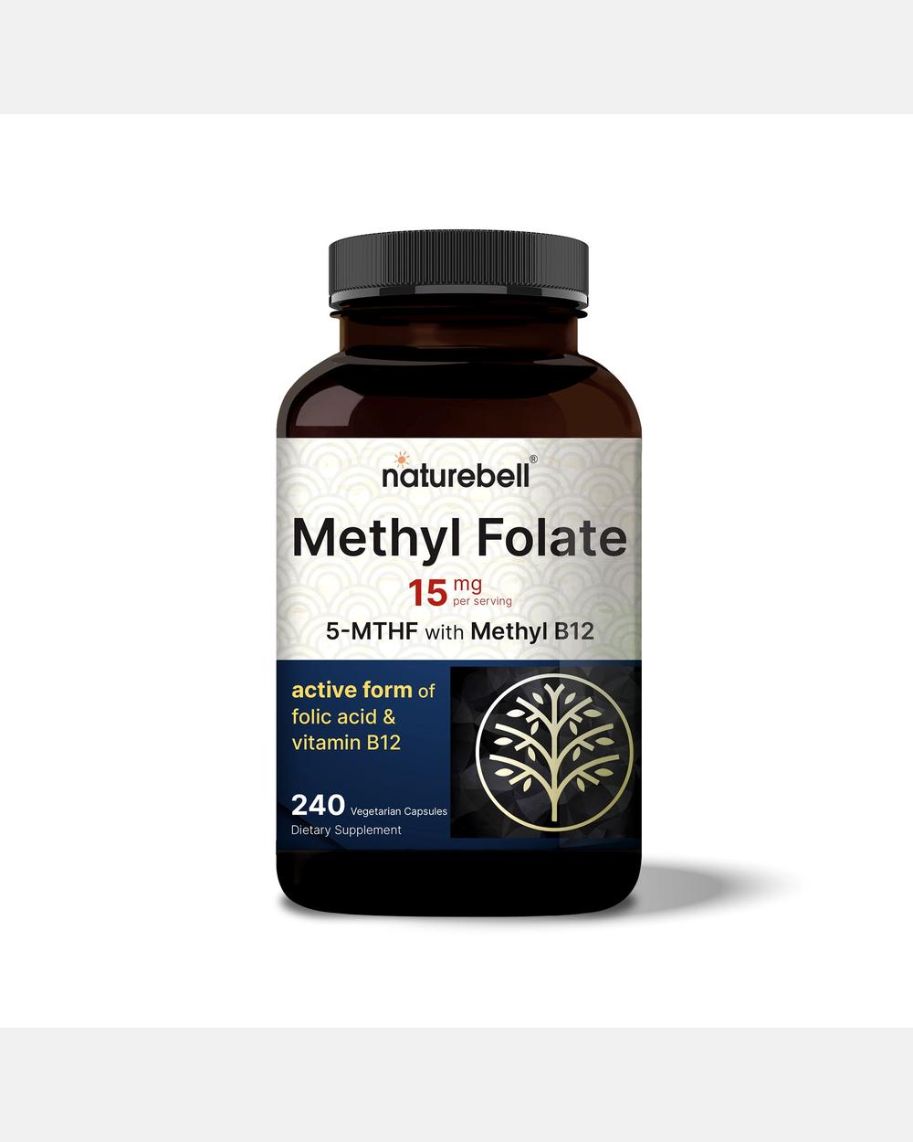 L-Metilfolato 15 mg (5-MTHF) + Metil B12 1000 mcg – 240 Cápsulas – NatureBell
