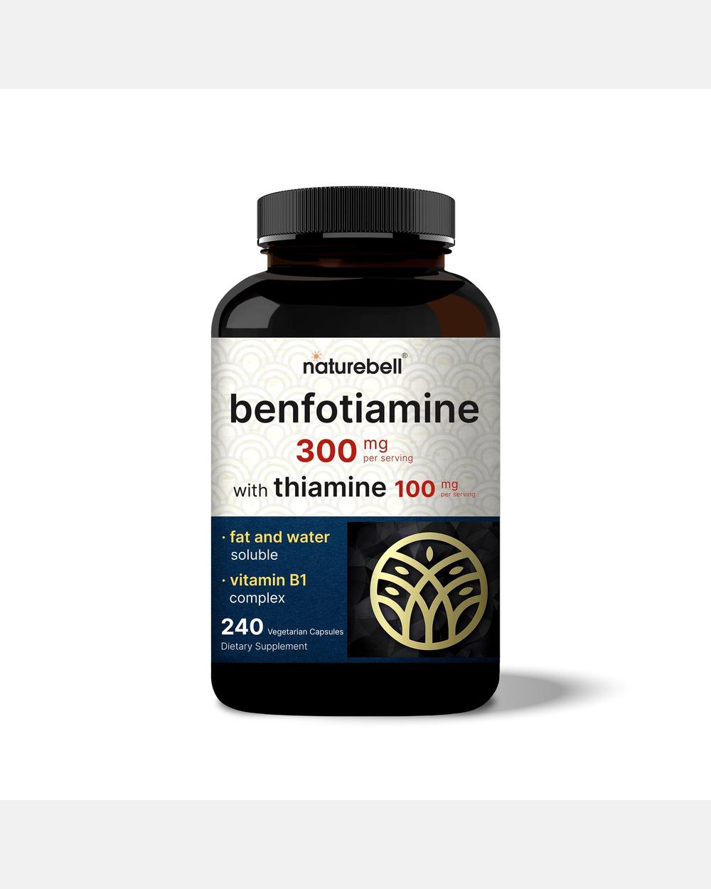 Benfotiamina 300 mg con Tiamina 100 mg por porción - 240 Cápsulas vegetales - NatureBell