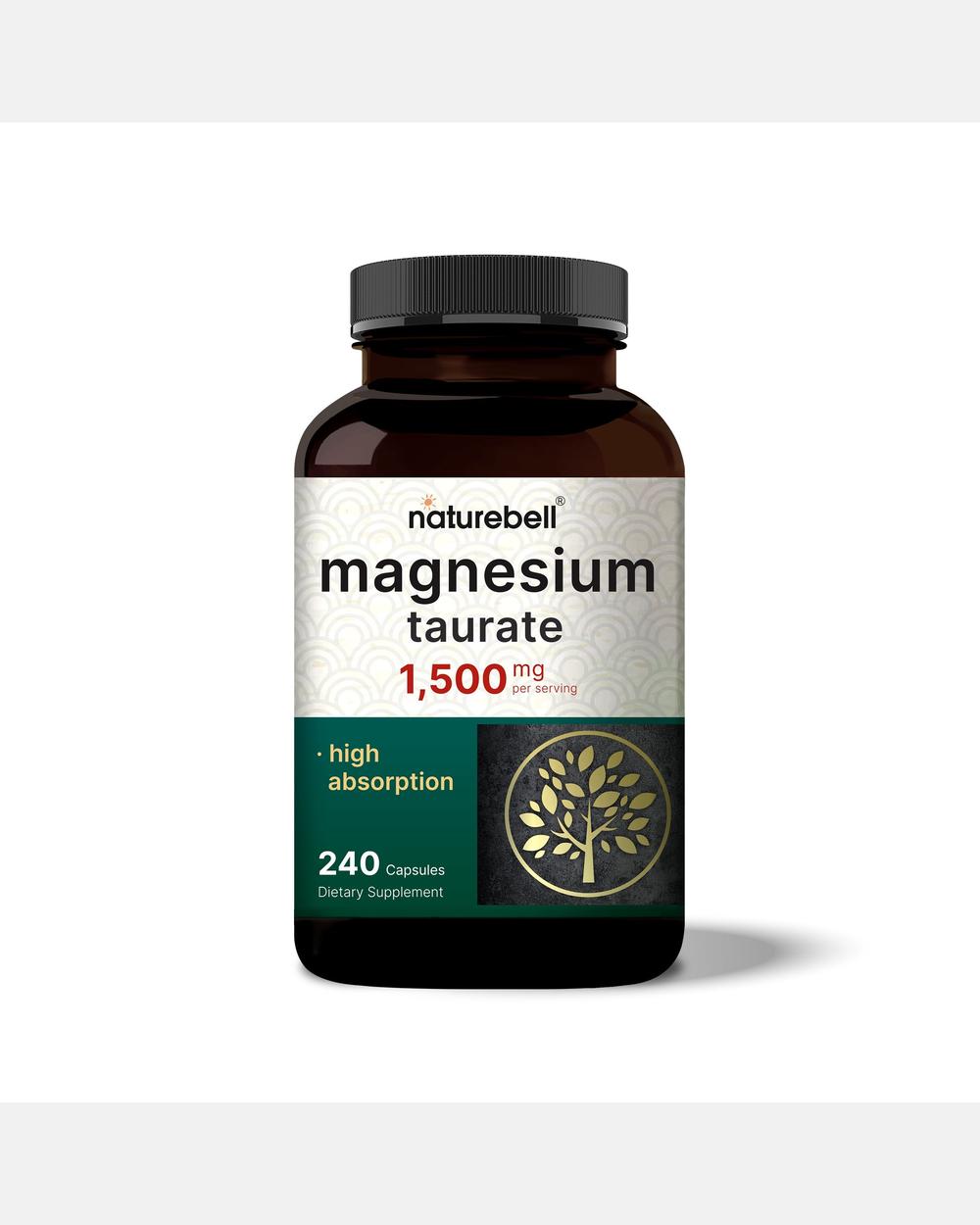 Magnesio Taurato Quelado 1500 mg por porción - Alta absorción - 240 Cápsulas - NatureBell