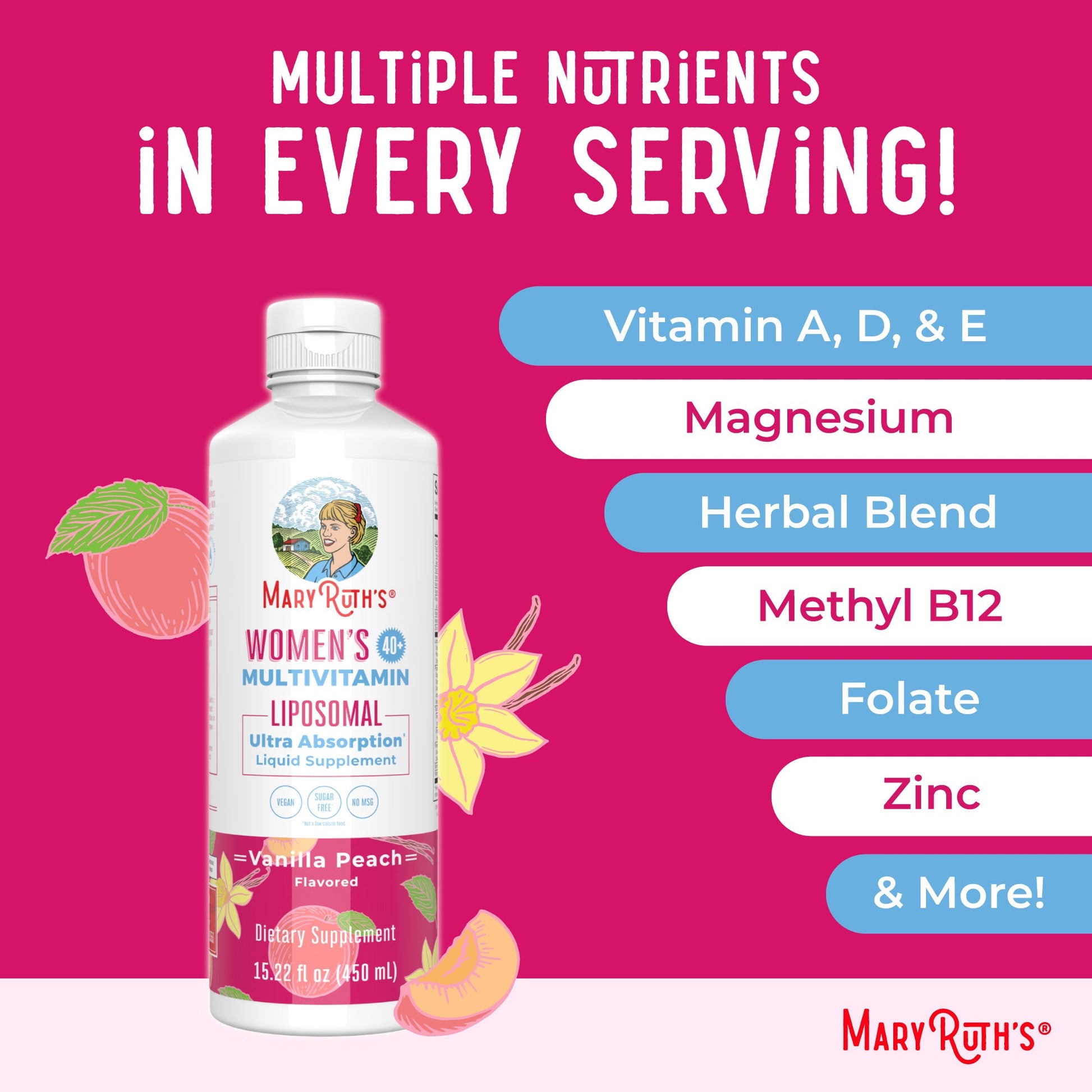 Multivitamínico Liposomal para Mujer 40+ - MaryRuth Organics