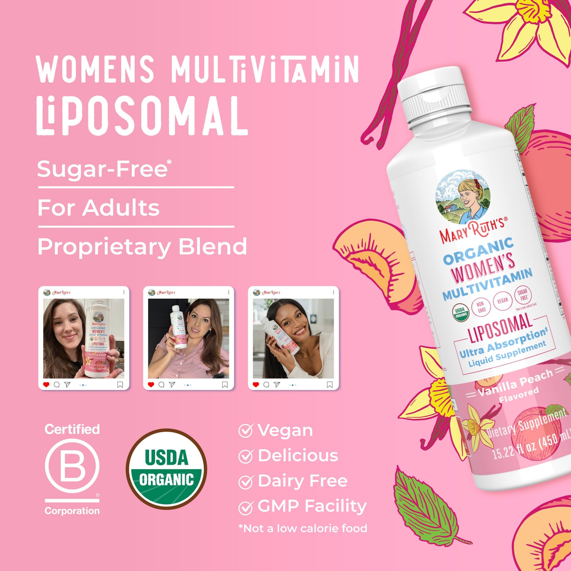 Multivitamínico Orgánico Liposomal para Mujer - MaryRuth Organics